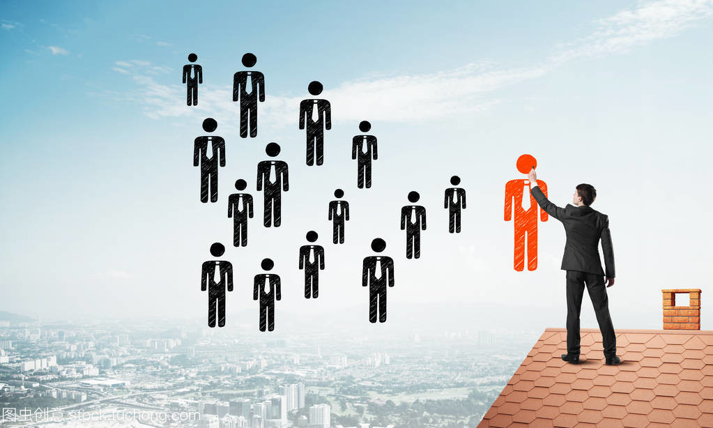 年轻商人的屋顶与人力资源